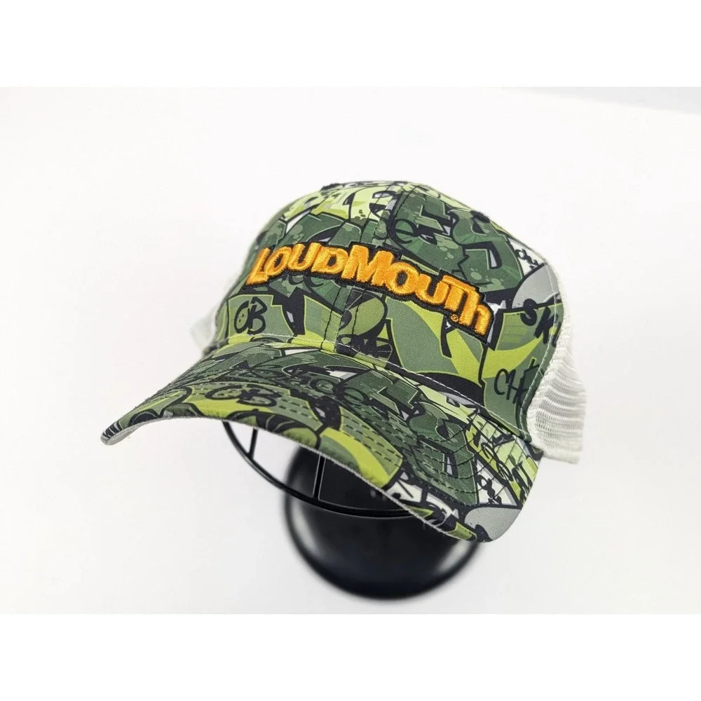 Loudmouth Golf LM Hat Trucker Snapback Cap Graffiti‎ Green Yellow Came To Win